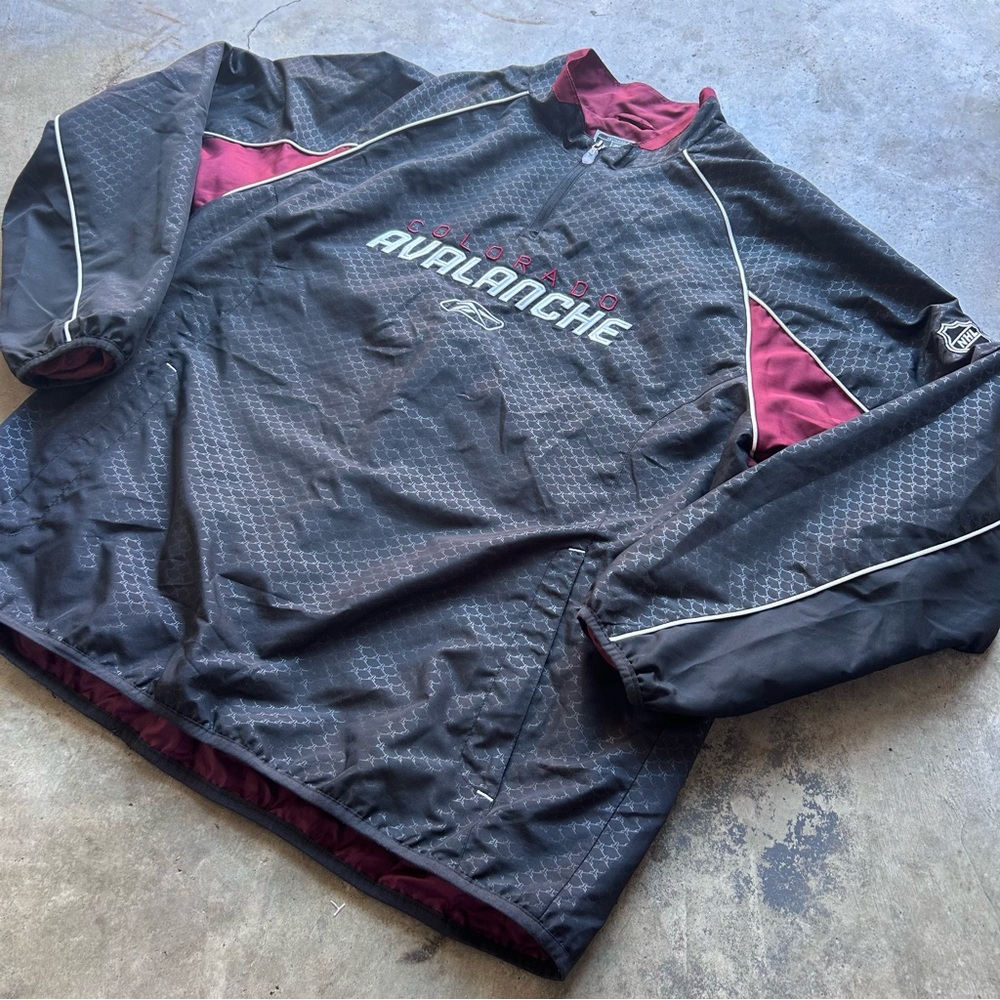 Reebok Black and Maroon Pullover Jacket